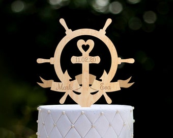 Anchor wedding navy cake topper,Names wedding custom anchor cake topper,marine wedding names nautical anchor cake topper,wedding topper,0328