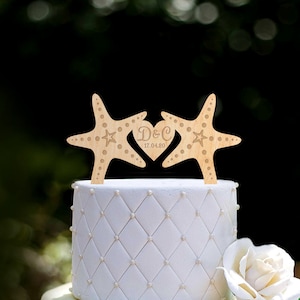 Star fish wedding cake topper,seashell cake topper,beach wedding cake topper,ocean wedding cake topper,starfish seashell wedding topper,0271