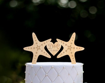 Star fish wedding cake topper,seashell cake topper,beach wedding cake topper,ocean wedding cake topper,starfish seashell wedding topper,0271