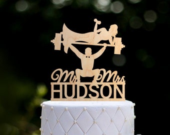 Fitness wedding workout mr and mrs topper,Power lifting mr and mrs cake topper,workout fitness wedding cake topper,funny gym cake topper,06