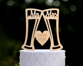 Beer lovers wedding mr and mrs topper,beer themed wedding cake topper,Wedding beer glasses cake topper,beer glasses wedding cake topper,0263