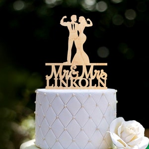 Fitness personalized wedding mr and mrs cake topper,Gym workout fitness cake topper,Power lifting mr and mrs wedding cake topper,0265