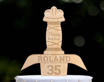 Custom Sword Birthday Cake Topper, Viking Theme Personalized Gift, 0530