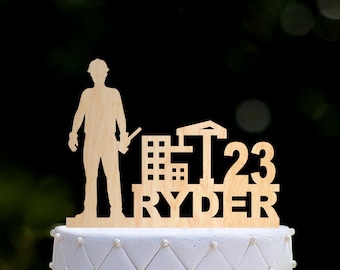 Decorazione personalizzata per torta di compleanno a tema edile, codice 0534