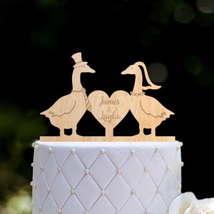 Custom duck wedding cake topper,farm cake topper wedding,farm wedding mr and mrs geese cake topper,canada goose cake topper wedding,0419