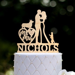 Custom corgi wedding cake topper with cat,personalized dog wedding cake topper,wedding cake topper dog,funny cake topper wedding cat,0458