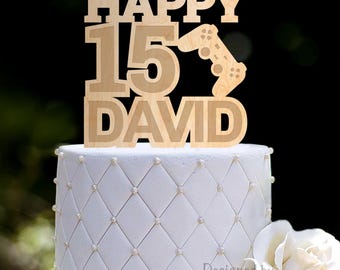 Game Controller Birthday Cake Topper, Personalized Gamer Party Decor, 0505