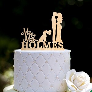 Wedding Cake Topper, Dog Cake Topper, Mr Mrs Cake Topper, Custom Cake Topper with Labrador Retriever, Acrylic Cake Topper, Wedding Gift,0193