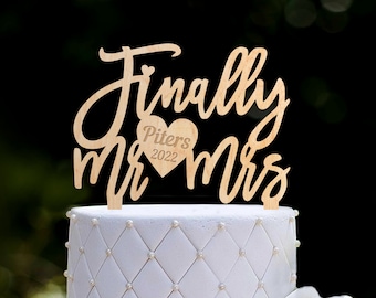Custom finally wedding heart cake topper mr and mrs,finally mr mrs cake topper,finally engaged cake topper,engagement gold cake topper,0411