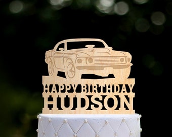 Custom retro vintage car cake topper,personalized race car name cake topper,car birthday cake topper,mechanic dad birthday topper,0465