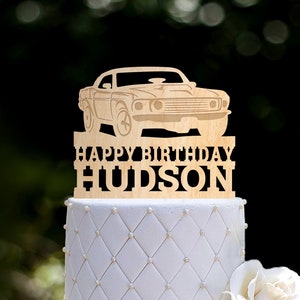 Custom retro vintage car cake topper,personalized race car name cake topper,car birthday cake topper,mechanic dad birthday topper,0465
