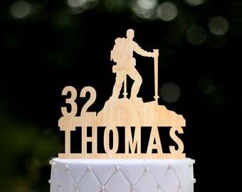 Birthday Made of Wood Wedding Hiking Woman Cake Topper Made in the USA Anniversary| Retirement Free Shipping