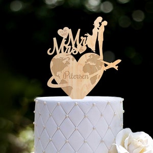 Destination wedding last name cake topper,Travel theme wedding cake topper,travel wedding topper,adventure wedding mr and mrs topper,0362