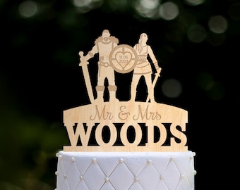 Viking Cake Topper, Wedding Cake Topper, Custom Cake Topper, Sword Cake Topper, Acrylic Cake Topper, Wedding Gift, Couple Cake Topper,0520