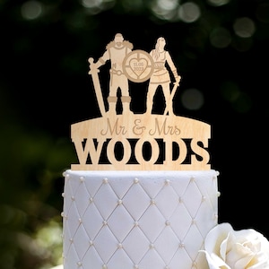 Viking Cake Topper, Wedding Cake Topper, Custom Cake Topper, Sword Cake Topper, Acrylic Cake Topper, Wedding Gift, Couple Cake Topper,0520