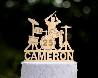 Custom Drummer cake topper birthday with name,Miniature drum set cake topper,Musician birthday topper,music instrument drum cake topper,0515