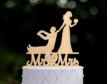 Gamer Wedding Cake Topper, Funny Video Game Theme, Mr and Mrs, 0233
