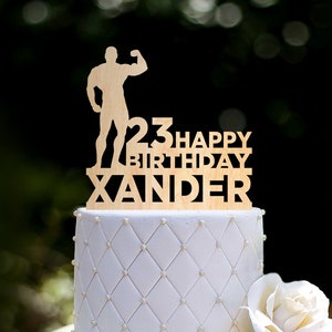 Custom bodybuilder birthday cake topper,personalized gym birthday crossfit weights cake topper,fitness bodybuilding cake topper,0474