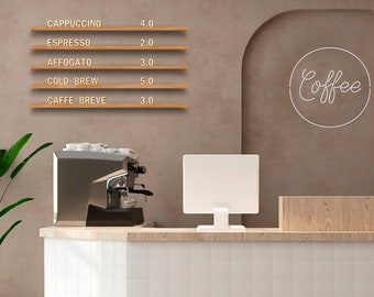 Changeable Letter Cafe Menu Board, Wall Mounted Wooden Rails