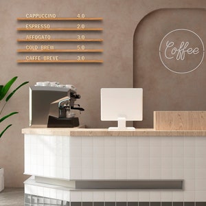Cafe Wall Menu, Changeable Letters and Wooden Rails, Wall Menu Board, Letters and Rails, Wall Mounted Menu Rails, Changeable Letter Board