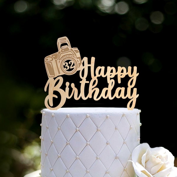 Custom Camera cake topper birthday,Photographer birthday cake topper with name,Photography lover camera cake topper personalized,0516