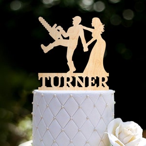 Wedding Cake Topper, Lumberjack Cake Topper, Chainsaw Cake Topper, Custom Couple Cake Topper, Acrylic Cake Topper, Wedding Gift, 0484