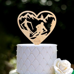Topper Personnalise De Gateau De Mariage De Pente De Ski Pin Etsy