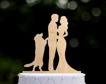 Mr and mrs cake topper with german shepherd,,Bride and groom cake topper with german shepherd,golden retriever wedding cake topper,039