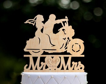Wedding Cake Topper, Motorcycle Cake Topper, Motorbike Couple Cake Topper, Custom Cake Topper, Acrylic Biker Cake Topper, Wedding Gift, 068