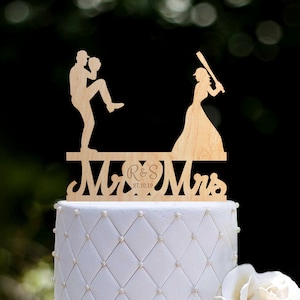Baseball wedding cake topper,baseball themed wedding cake topper,baseball couple wedding Mr and mrs cake topper,wedding baseball topper,0115