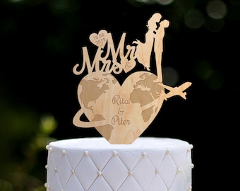 Destino boda apellido nombre pastel topper,Tema de viaje pastel de bodas topper,travel wedding topper,aventura boda mr y mrs topper,02