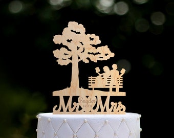 Book lovers Oak tree wedding Mr and mrs cake topper,book lover wedding mr mrs cake topper,Mr and mrs book lover wedding cake topper,0105