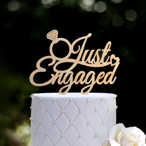 Just engaged diamond ring cake topper,Engagement ring bridal cake topper,diamond ring engagement topper,ring engaged cake topper,0119