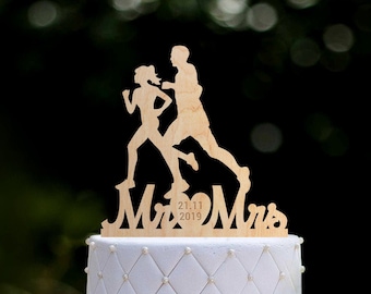 Runners wedding Mr and mrs cake topper,runner wedding mr mrs cake topper,Athlete wedding mr and mrs cake topper,running couple topper,0166