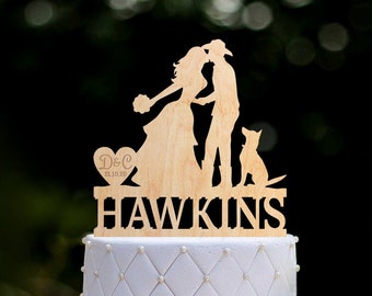 Cowboy wedding western cake topper with dog,ranch wedding cowboy cake topper dog,cowboys western wedding cake topper with dog,0277