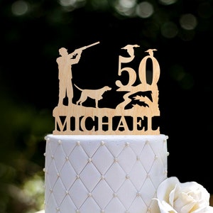 Birthday Cake Topper, Hunter Cake Topper with Dog, 50th Birthday Cake Topper, 60th Birthday Gift, Name Cake Topper, Duck Hunter Gift, 0161