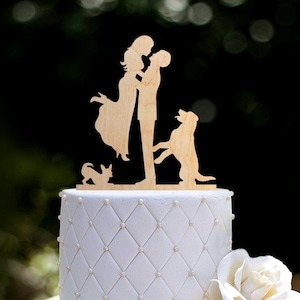Wedding Cake Topper, Golden Retriever Cake Topper, Dog Cake Topper, Custom Couple Cake Topper, Acrylic Cake Topper, Wedding Gift, 030