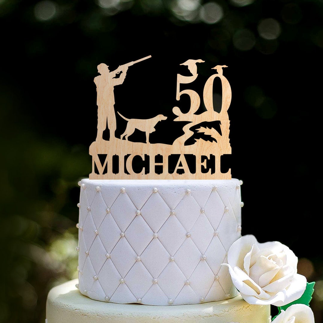 Duck Hunter Birthday Cake Topper With Dog,duck Hunting Birthday Cake  Topper,50th Birthday Party Hunting Cake,hunter Birthday Topper,0161 