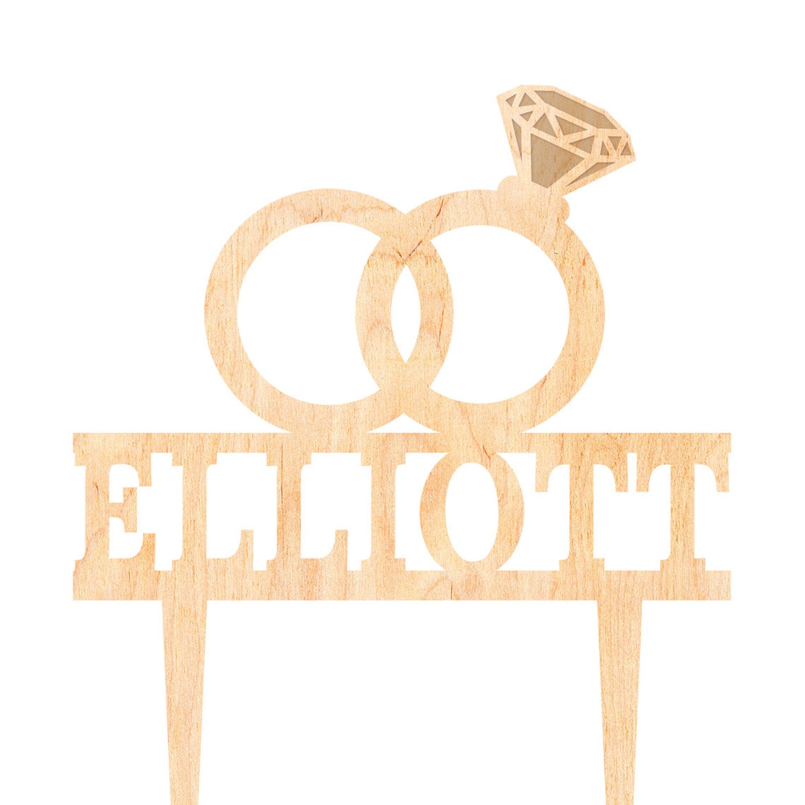 Diamond ring wedding Cake TopperWedding rings heart cake Etsy