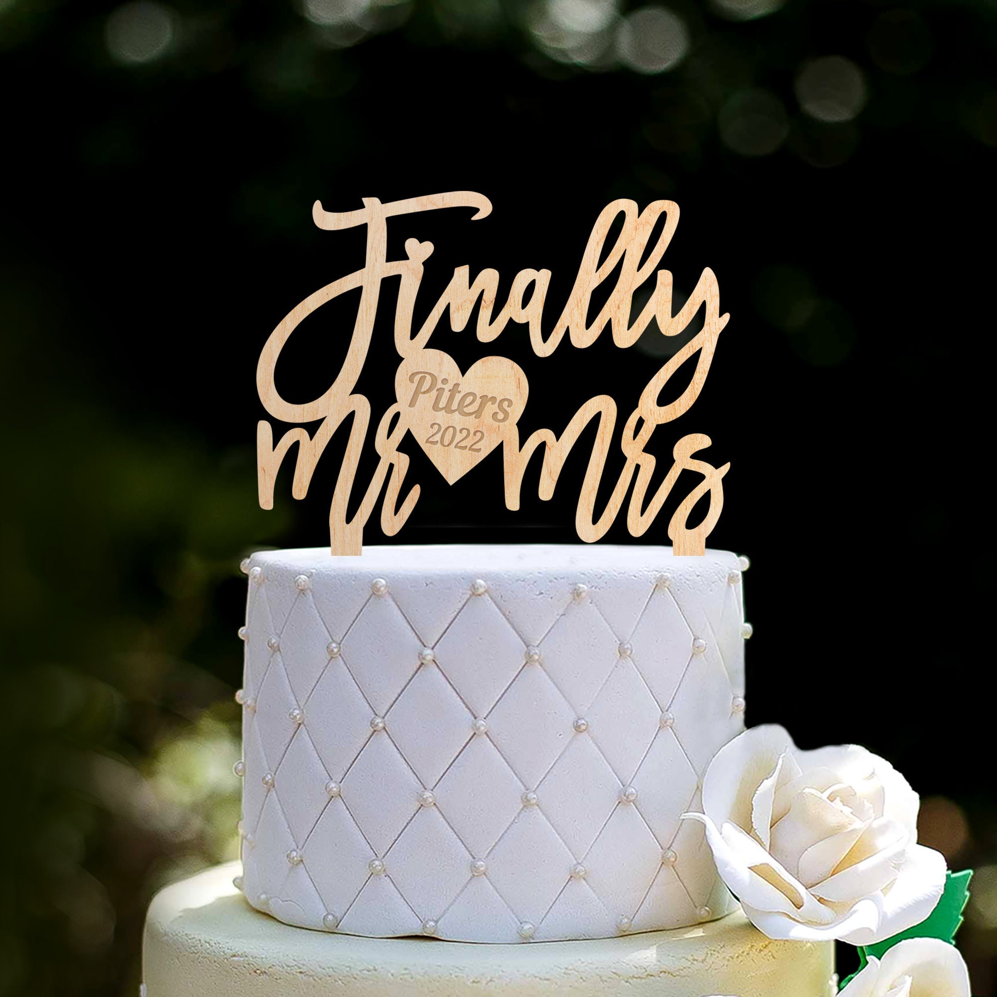 mr and mrs cake topper gold Love cake topper Rustic cake topper Wedding signs Finally Mr and Mrs