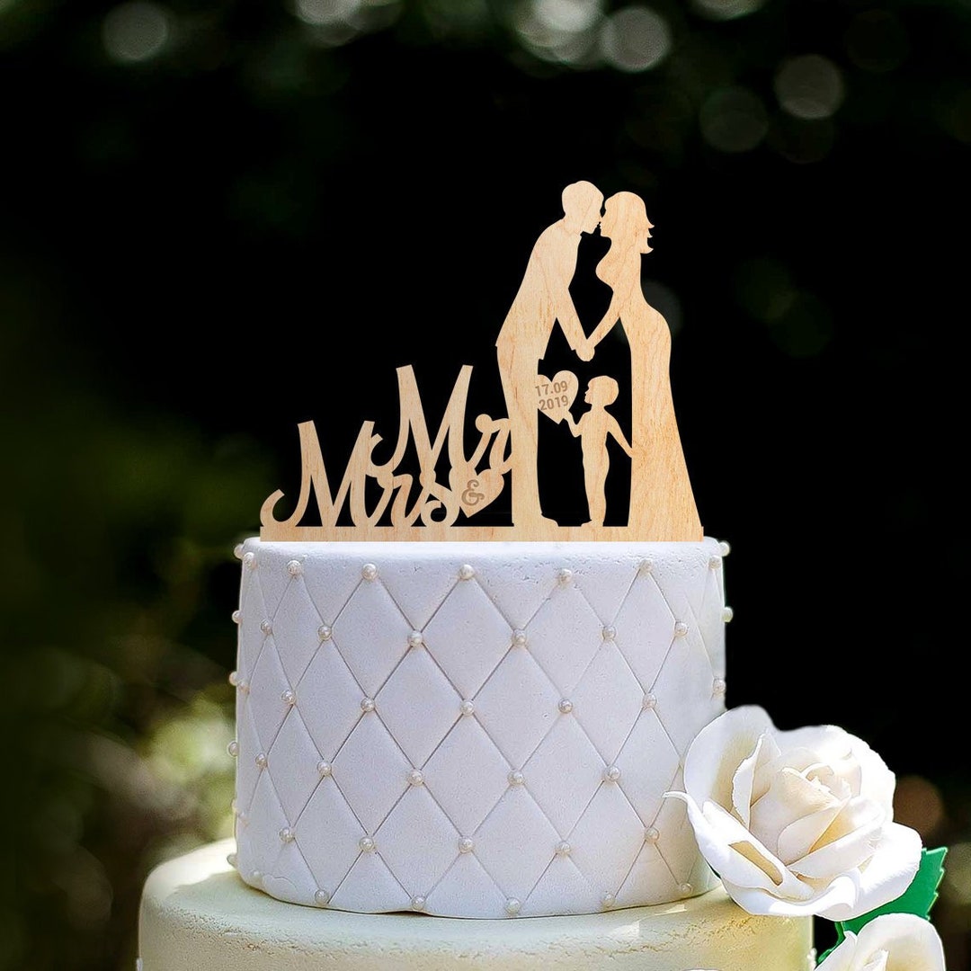 Bride and Groom Cake Topper With Little Boy,family Wedding Topper ...