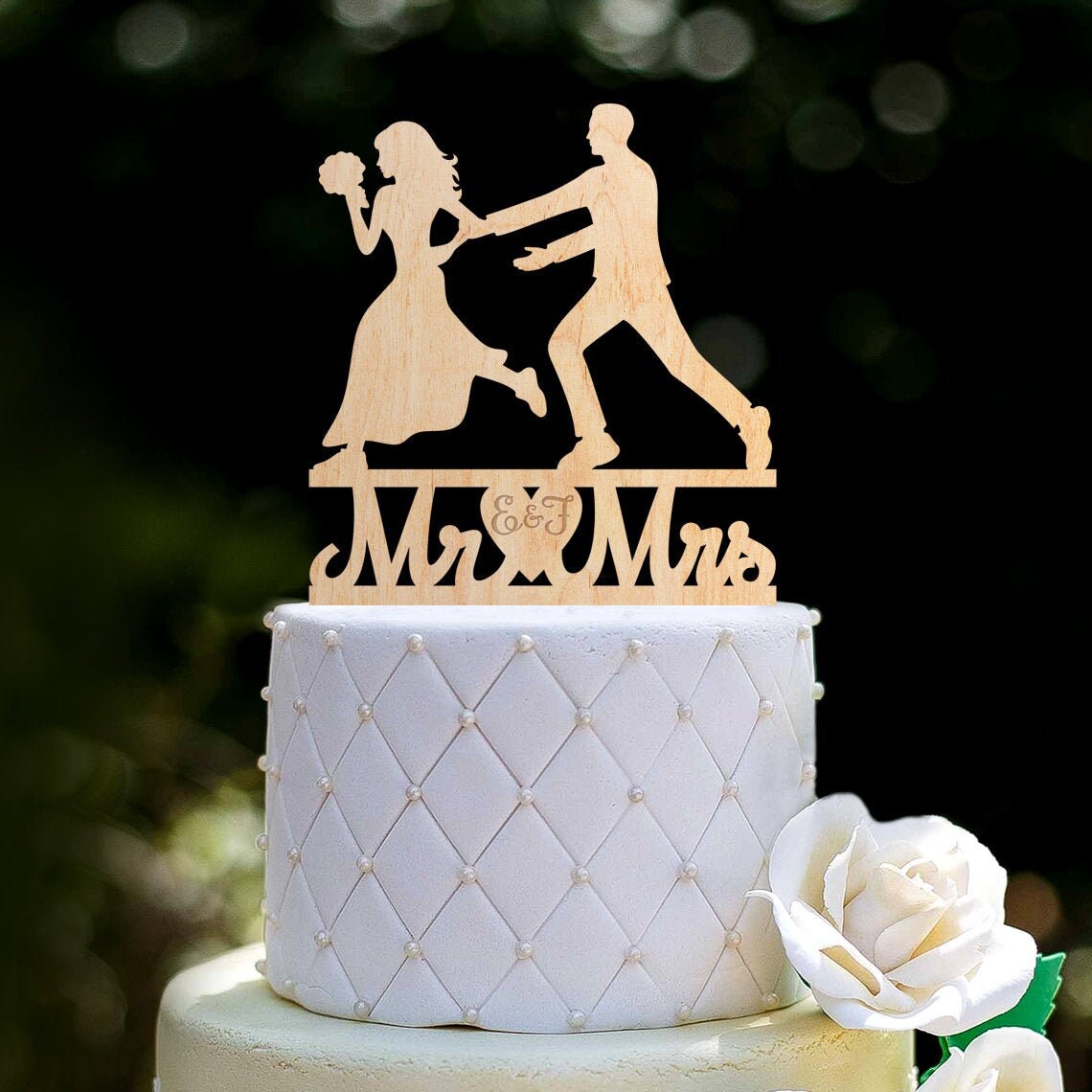 Groom dragging bride cake toppermr and mrs funny wedding Etsy