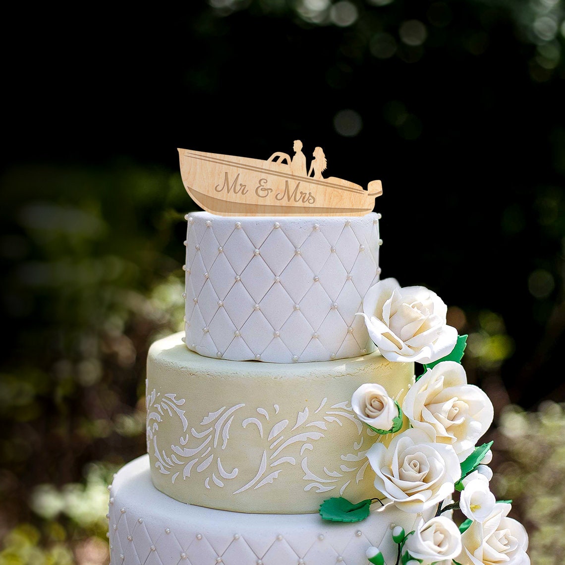 Boat wedding cake toppermr and mrs nautical wedding initials | Etsy