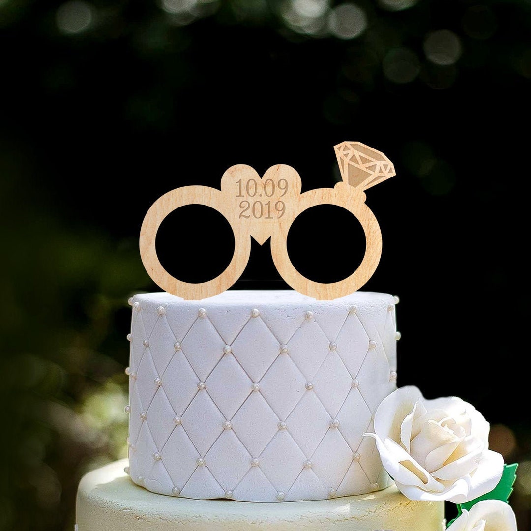 Wedding Rings Heart Cake Topperwedding Ring Cake Topper Etsy