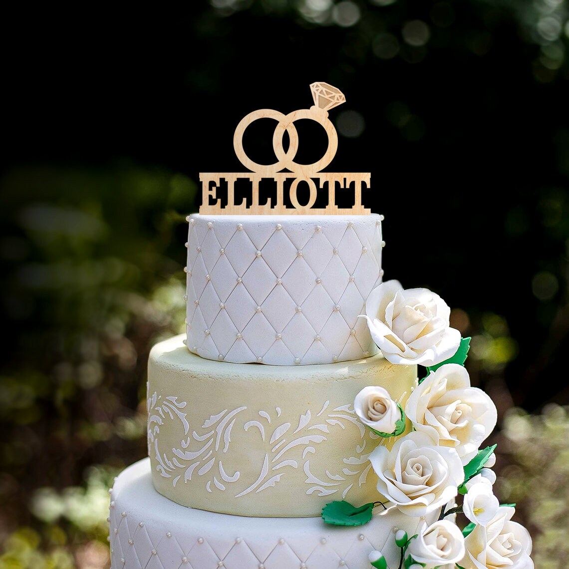 Diamond ring wedding Cake TopperWedding rings heart cake Etsy