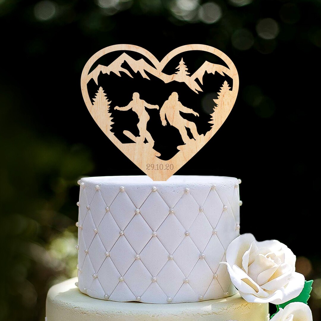 Snowboard Cake Topper Wedding,snowboard Couple Cake Topper,mountain