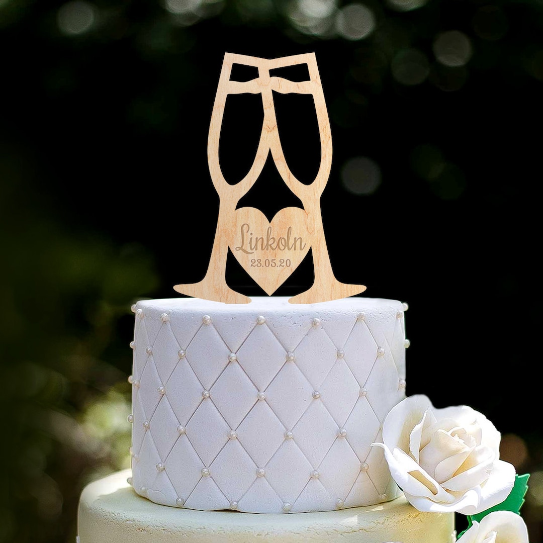 Wine Glass Lovers Wedding Cake Topper,wedding Wine Glass Cake Topper