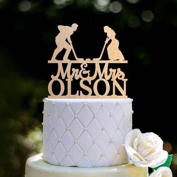 Hockey Players Mr And Mrs Wedding Cake Topperhockey Wedding Etsy