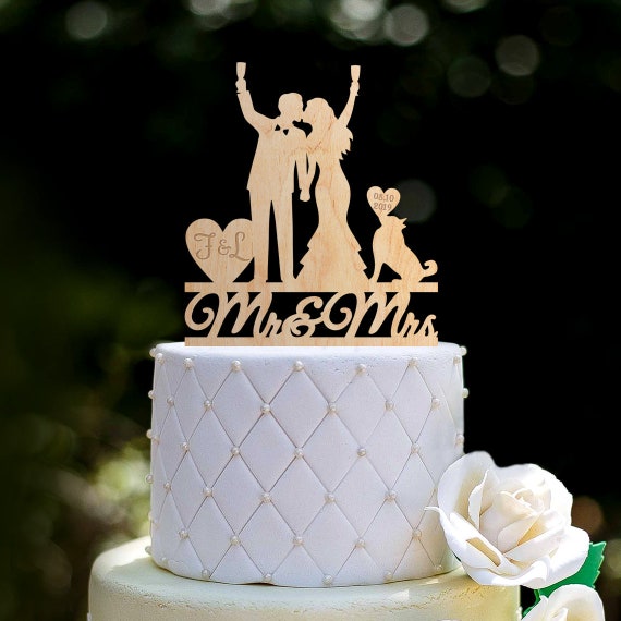 Adorno Para Tarta De Boda Con Perro, Adorno Para Tarta + Perro, Adorno Para Tarta De Silueta Para Boda Con Mascotas, Adorno Para Tarta De Novios + Retriever (1066 - México