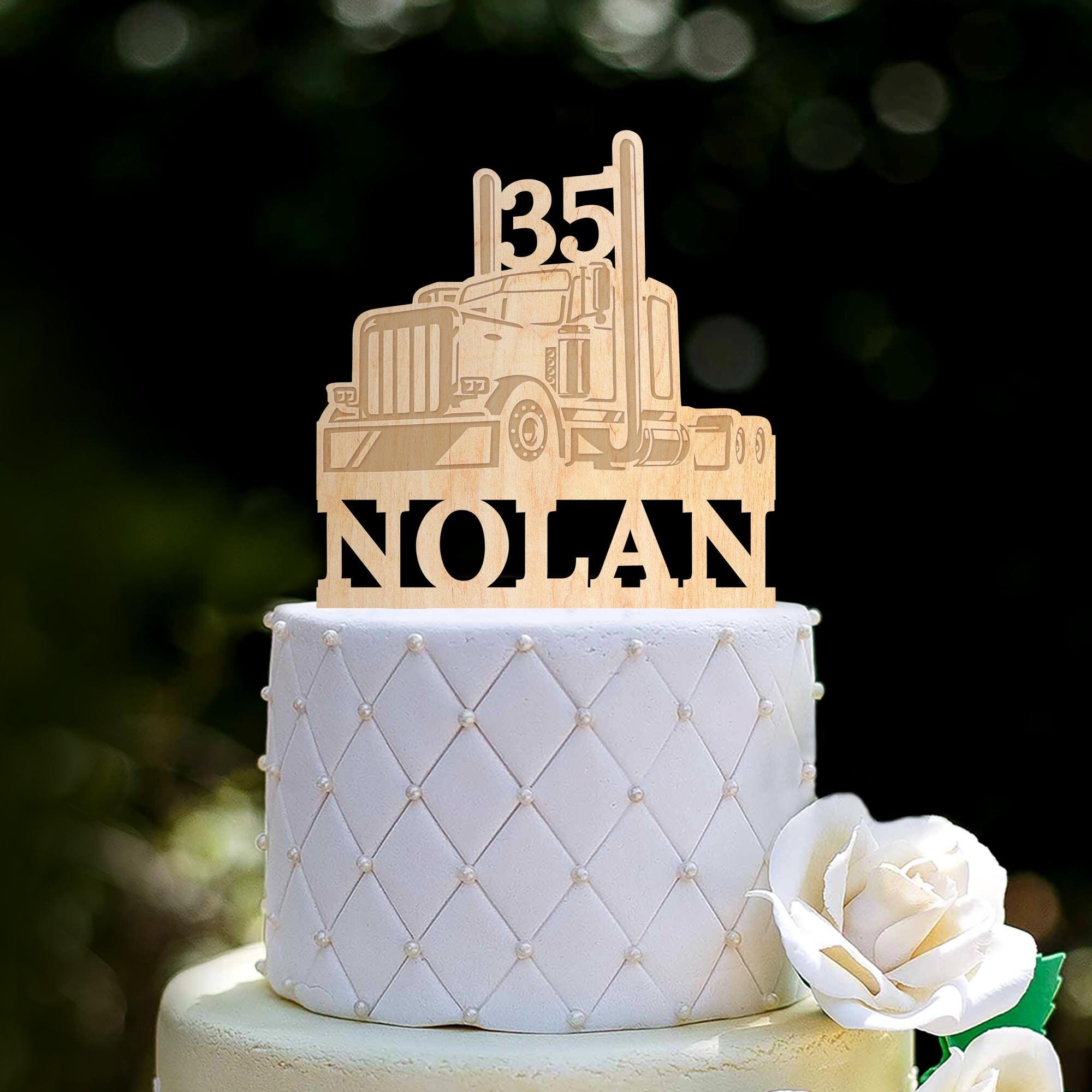 Birthday Cake Topper, Truck Cake Topper, 40th Birthday Cake Topper, Name Cake Topper, Custom Acrylic Cake Topper, 30th Birthday Gift, 0553